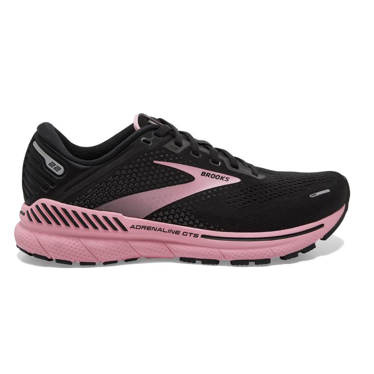 Brooks ADRENALINE GTS 22 Supportive Road Running Shoes Womens Sale - Black/Dianthus Pink/Silver (LMB